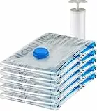 Amazon Basics housses de rangement sous vide avec pompe manuelle, Fermeture éclair, 5 pièces, Taille L, Clair