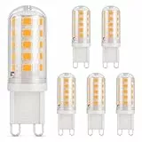 DiCUNO Ampoule LED G9 3W, équivalent 30W halogène, Blanc chaud 2700K, 410lm, CRI 85, Non-dimmable, 230V, Économie d'énergie, Base en céramique, Culot G9 Standard, 6 Pièces