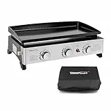 Royal Gourmet Plancha Gaz en Acier Émaillé, 3 Brûleurs Puissance 7.5kW, Surface Cuisson 62,0 x 35,5 cm, Portable pour Le Camping et l' Extérieur, Noir