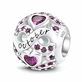 LONGLUCK CHARMS & BRACELETS Pierre de naissance des douze mois,Bijoux pour femmes,Compatible Pour les bracelets et les colliers Charms de,Cadeaux pour femmes