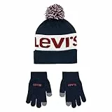 Levi's LAN 9a8550 Ensemble Bonnet et Gants, Dress Blues, Taille Unique Mixte