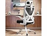 TRALT Chaise de Bureau, Ergonomique, avec Appui-tête réglable, appuie-tête, Chaise de Jeu, en Forme de X, 150 kg, Blanc/Noir
