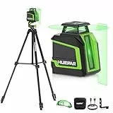 Niveau Laser 360° avec 152m Trépied –Huepar 25 m-50 m Vert Laser Autonivelant + Mode impulsion – 3 Niveaux de Luminosité – Batterie Li‑ion Rechargeable – Pour Pose de Carrelage, Décoration Intérieure