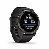 Garmin Venu 2 - Montre connectée GPS multisports avec écran AMOLED, autonomie longue durée (11 jours) – Gris avec bracelet noir - Boîtier 45 mm