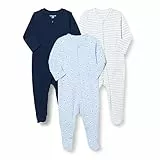 Amazon Essentials Combinaison Pour Jour et Nuit avec Pieds Mixte Bébé, Lot de 3, Bleu Marine/Koala/Rayures, 0-3 mois
