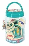 Ludi - Mémory De Bain - 2 en 1 - Jeu D'Assemblage des Paires d'animaux Et Puzzle - Dès 18 Mois - 24 Pièces en Mousse Waterproof - Bocal De Rangement Inclus - Thème Marin