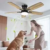 Airwit 106cm Ventilateur Plafond avec Lumiere Double Face Pale, Silencieux LED Lampe Ventilateur de Plafond avec Telecommande et Réversible DC Moteur pour Chambre Salon Cuisine