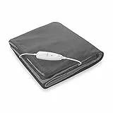 Medisana HDW couverture chauffante en peluche, lavable, couverture en peluche avec arrêt automatique, 4 niveaux de température, 180 x 130 cm, design réversible 2 couleurs, gris/gris foncé