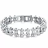 ATEIELLI Homme Bracelet en Acier Inoxydable Moto Chaîne Couleur Argent B301, One Size, Acier inoxydable, Pas de gemme