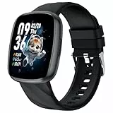 CATGIFF Fitness Tracker Montre Enfant Connectée ou Non Connectée, Montre Intelligente avec 100+ Modes de Sport, Podomètre, Moniteur de Sommeil, 1.75' Smartwatch, Cadeau Ado Garçon Fille 5-16 Ans Noir