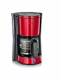 SEVERIN Cafetière Filtre 'Type', 1 000W, 1,4L, Juqu'à 10 tasses, Porte-filtre amovible, Système anti-goutte, Noir/Rouge, KA 4817