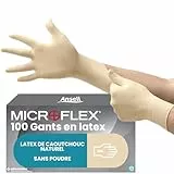 Ansell MicroFlex 63-864, Gants jetables avec bouts des doigts texturés, gants latex XL blancs sécurisés pour l'industrie, Gants de travail sans poudre, Gants de protection polyvalents, 100 gants