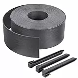 VOUNOT® Bordure de Jardin en PE 20 mètres avec 12 Piquets d’ancrage Bordure de Gazon Flexible Bordurette de Pelouse Aspect Naturel Hauteur 13cm Epaisseur 4mm Gris