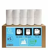 Exacompta - Réf. 43706E - Lot de 5 bobines pour tickets de caisse - largeur 80 mm x diamètre 70 mm - mandrin 12 mm - 1 pli thermique 48g/m² sans BpA - Métrage (+ ou - 2m) : 72 m - Blanc