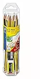 Staedtler Noris Anniversaire, Crayons à papier HB en bois de haute qualité, Pot en plastique de 12 crayons avec 1 mini-gomme et 1 taille-crayon, 61 120P2, Ensemble de 14 pièces