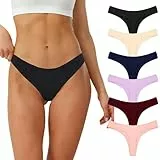 Lakpoau Tanga Coton Femme String Tanga Femme sans Coutures Culotte Strings Tangas Seamless Slip Sport Women Thong Underwear Hipster Shorties Lot de 6 UN9-M-6