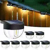 btfarm Lot de 8 Lampes Solaires pour Jardin Extérieur, Lampes Solaires LED Imperméables, Décoration d'Éclairage de Jardin pour Balcon, Clôture, Marches de Terrasse, Blanc Chaud