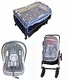 Moustiquaire Poussette Universelle, Capote Cosy pour Moustiquaire Lit Bébé, Protection Anti Insectes pour Landau, Lit Parapluie et Auto siège, Haute densité Filet Anti Moustiques élastique et Lavable