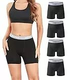 wirarpa Short Cycliste Femme Panty Anti Frottement Shorty Coton Legging Court Boxer Caleçon 5,5 'Inseam Lot de 4 Noir Taille XXL