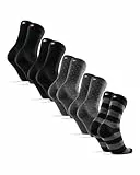 DANISH ENDURANCE Chaussettes en laine mérinos - Chaussettes classiques respirantes pour homme et femme - 3 ou 5 paires, Multicolore (2 x noir, 2 x points gris, 2 x bandes grises), 43-47