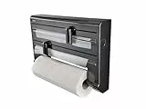 Leifheit Dérouleur Mural Parat Black, Porte Rouleau sopalin Mural au Design Moderne pour Trois Rouleaux, Coupe Nette, Support Rouleaux de Cuisine Forme Ergonomique, Dérouleur essuie Tout Noir