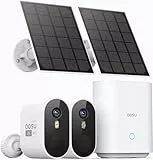 AOSU 2K Caméra Surveillance Extérieure Solaire sans Fil, Kit 2 Caméras + HomeBase, sans Abonnement, 32Go Stockage Local, Vision Nocturne Couleur, Alarme Sonore et Lumineuse, WiFi 2,4/5GHz