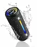 OHAYO Enceinte Bluetooth Portable avec Spectacle de Lumières LED, 35W Double Haut-parleurs, 24H Autonomie, Bass Boost & IPX7 Étanche, Haut-Parleur Bluetooth Puissant pour Extérieur, Fête, Voyage