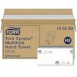 Tork Xpress Essuie-mains interfoliés - 150299 - Papiers d'essuyage pliés en Z qualité Universal pour Distributeur H2 - Essuie-mains en papier 2 plis blanc - 20 x 237 feuilles