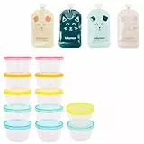 Babymoov 20 Gourdes Réutilisables pour Bébé et Enfant, Contenance 150ml, en Plastique Recyclé, sans BPA, 100% Hermétiques & Badabulle Lot de 12 badabowls, Boîtes de conservation gradués 250ml