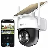 AOSU 2K Camera Surveillance WiFi Exterieure sans Fil Camera Solaire WiFi Exterieur, 3MP 360°Panoramique PTZ, Suivi Automatique, Vision Vocturne, Alarme Lumineuse et Sonore, Audio Bidirectionnel