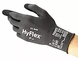 Ansell HyFlex 11-840 Gants de Travail Professionnels, Enduction Nitrile Résistante à l'Abrasion, Protection Industrielle Multiusage, Manutention et Mécanique, Noir, Taille L (5 Paires)