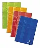 Clairefontaine 68141AMZC Lot de 4 Cahiers à Spirale - A4 21x29,7 cm - 100 Pages Grands Carreaux - Papier Blanc 90 g - Couverture Carte Pelliculée - Couleurs Aléatoires