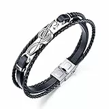 ATEIELLI Bracelet Homme Cuir Acier Inoxydable Fermoir 22cm B318