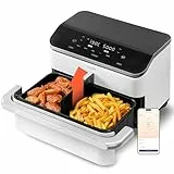 COSORI Air Fryer 10L Twinfry, Friteuse sans Huile 5-en-1, Airfryer à Dual Zone Avec Séparateur Amovible, Double Résistance, Grande Capacité, Cuisson optimale, 40℃-240℃, Contrôle Smart via App