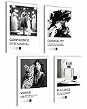 Lot de posters vintage - Images Coco noir et blanc - Tableaux muraux Vogue pour salon - Lot de 4 posters Coco - 4 x A4 sans cadre