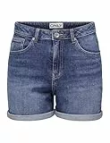 ONLY Shorts en Jean pour Femme, Bermudas Taille Haute pour Un été Confortable, Couleurs:Bleu-3, Taille:M