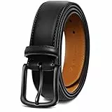 BULLIANT Ceinture Homme, Ceinture Cuir pour Jeans Travail Décontractée,35mm,Taille Fixe(Noir,120cm/40-42' taille réglable)