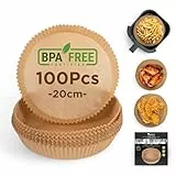 MasterPRO Foodies - Papier de cuisson pour friteuse - Sans BPA - Lot de 100 pièces - Moules ronds en papier pour friteuse de 26cm avec panier de 3-4,5L - Non blanchi