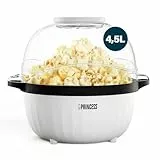 Princess Machine à Pop-corn, 4,5 L, Tige de Brassage Motorisée, Plateau à Beurre, Couvercle Transparent, Bol Réversible, Facile à Nettoyer, Antidérapante, Compacte, 450W, 292980