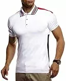 Leif Nelson LN7340 T-shirt d'été pour homme - Col polo - Coupe ajustée - En maille fine - Basique - Blanc et noir - Manches courtes, Blanc., XL