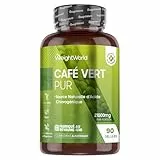 Café Vert Pur 21000 mg/Jour - 90 Gélules Vegan Pour 1 Mois d'Approvisionnement - Extrait de Café Vert Arabica (Green Coffee Bean) Source d'Acide Chlorogénique, Vitamine B & Magnésium - Sans OGM