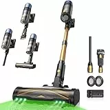 Proscenic P15 Aspirateur Balai sans Fil, 580W/50Kpa/70Min Aspirateur Sans Fil Puissant,Brosse Anti-Enchevêtrement,Autoportante,Télescopique Aspirateur Balai Tapis,Sols Durs,Poils d'animaux et Voiture