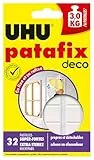 UHU Patafix Déco - pastilles adhésives prédécoupées, pâte à fixer, super-fortes (Jusqu'à 2 kg), repositionnables, blanche, 32 pastilles