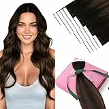 YoungSee Extension Adhesive Cheveux Naturel Brun 30 cm Extension Adhesive Cheveux Humain Brun Fonce à Brun Ombre Extension de Cheveux Adhesive Pour Cheveux Courts Peut être Bouclé 20 pcs
