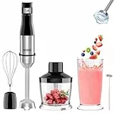 YASHE Mixeur Plongeant 5 en 1, Mixeur à Main Électrique 1000W, Mixeur à Vitesse Réglable en Continu, en Acier Inoxydable, Ensemble de Mixeur avec Hachoir de 500ml,Verre Gradué, Fouet et Batteur à Lait