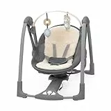 Ingenuity, Balancelle Portable Every Season Swing 'n Go avec Arc d'Activités en Bois Amovible et Balancement Motorisé, pour Enfants de 0 à 9 Mois, Gris - Wesley