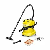 Kärcher Aspirateur Eau et Poussières WD 4 V-20/5/22, Puissance : 1000W, Cuve Polypropylène : 20L, Flexible d'Aspiration : 2,2m, Soufflerie, Filtre Plissé Plat, Suceurs Sol Fentes, Sachet Filtre Ouate