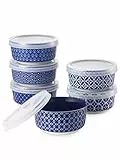 DOWAN Bols à Trempette avec Couvercles, 6 x 176 ml Coupelle Dessert pour Sauce, Snack, Ramequins Creme Brulee en Porcelaine, Passent au Lave-vaisselle et au Micro-ondes, Φ 9cm Bleu Fusion