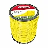 Fil de débroussailleuse Oregon Jaune Carré 4mm, Coupe herbes hautes, mauvaises herbes, végétation dense, Fil nylon haute résistance, compatible avec modèles standards, 4.0mm x 95m (69-478-Y)