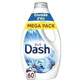 Dash 2en1 Lessive Liquide Envolée d'Air, 60 Lavages, 3 Semaines de Fraîcheur, Avec Lenor, Parfum Brise Marine et Fleurs Fraîches, Nettoyage en Profondeur, Fabriquée en France